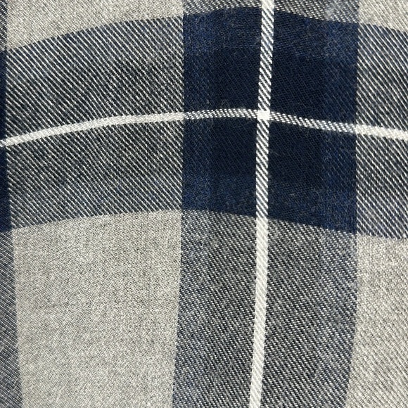 bella dahl Ryann Frayed Hem Blue and Grey Plaid Flannel Button Down Shirt Size S - Picture 10 of 16